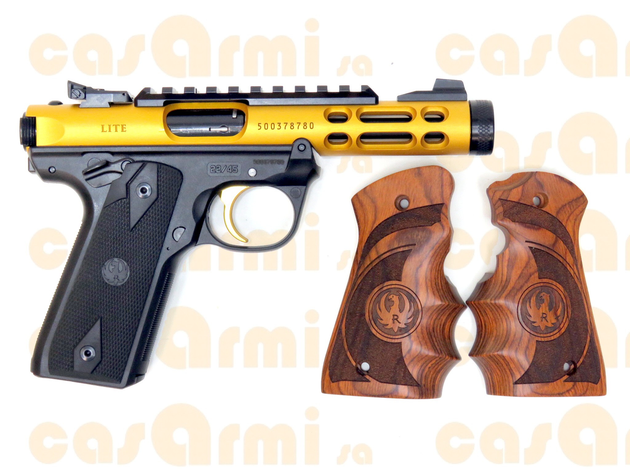Ruger Mod. Mark IV 22/45 Lite 'gold', con scatola originale, secondo paia di guancette, doppio paio di guancette .22 long rifle